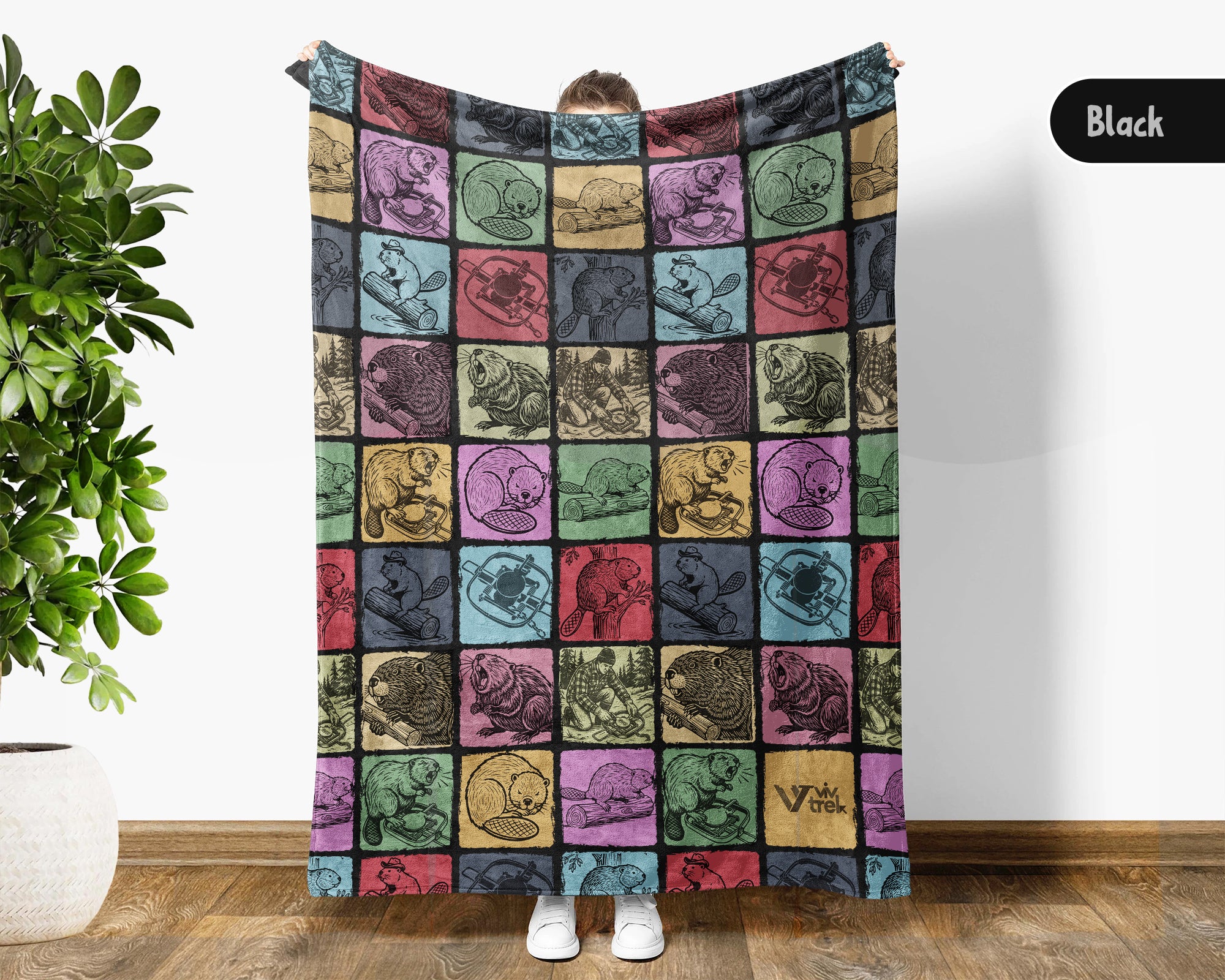 Vintage Beaver Blanket – Cozy Woodland Animal Lover Throw Gift
