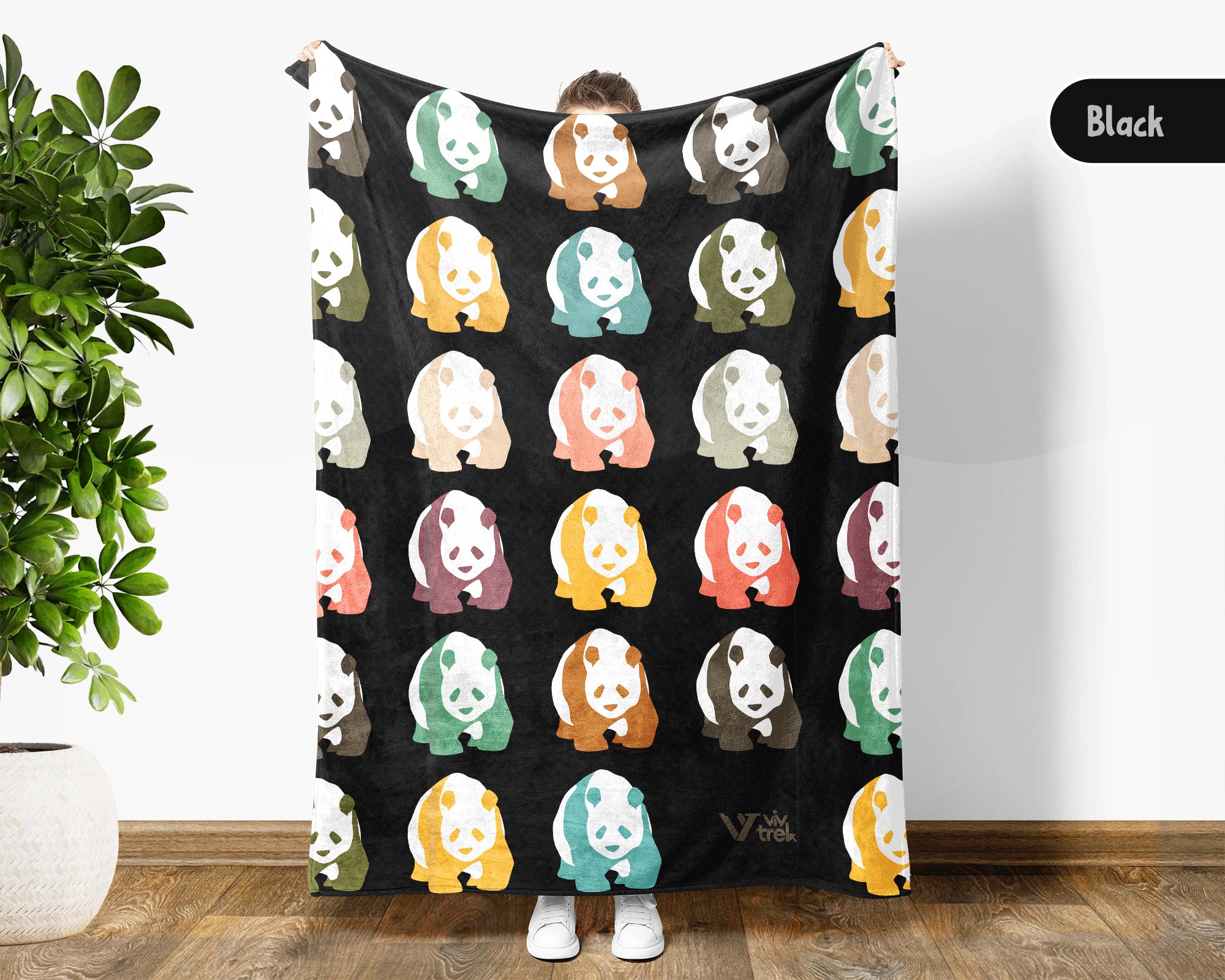Retro Panda Blanket for Cute Animal Lovers, Cozy Wildlife Throw Gift with Panda Inspired Decorative Style