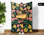 Personalized Floral Titanic Ship Blanket with Custom Name, Cozy Wildflower Ocean Liner Throw for Kids Teens Adults, History Lover Gift