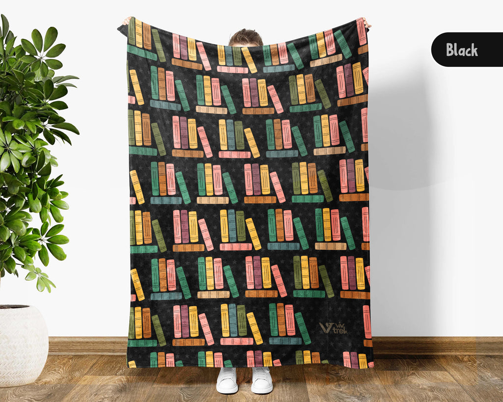 Retro Reading Lover Blanket Cozy Book Throw for Readers Soft Fleece Library Inspired Decor Unique Bookworm Gift