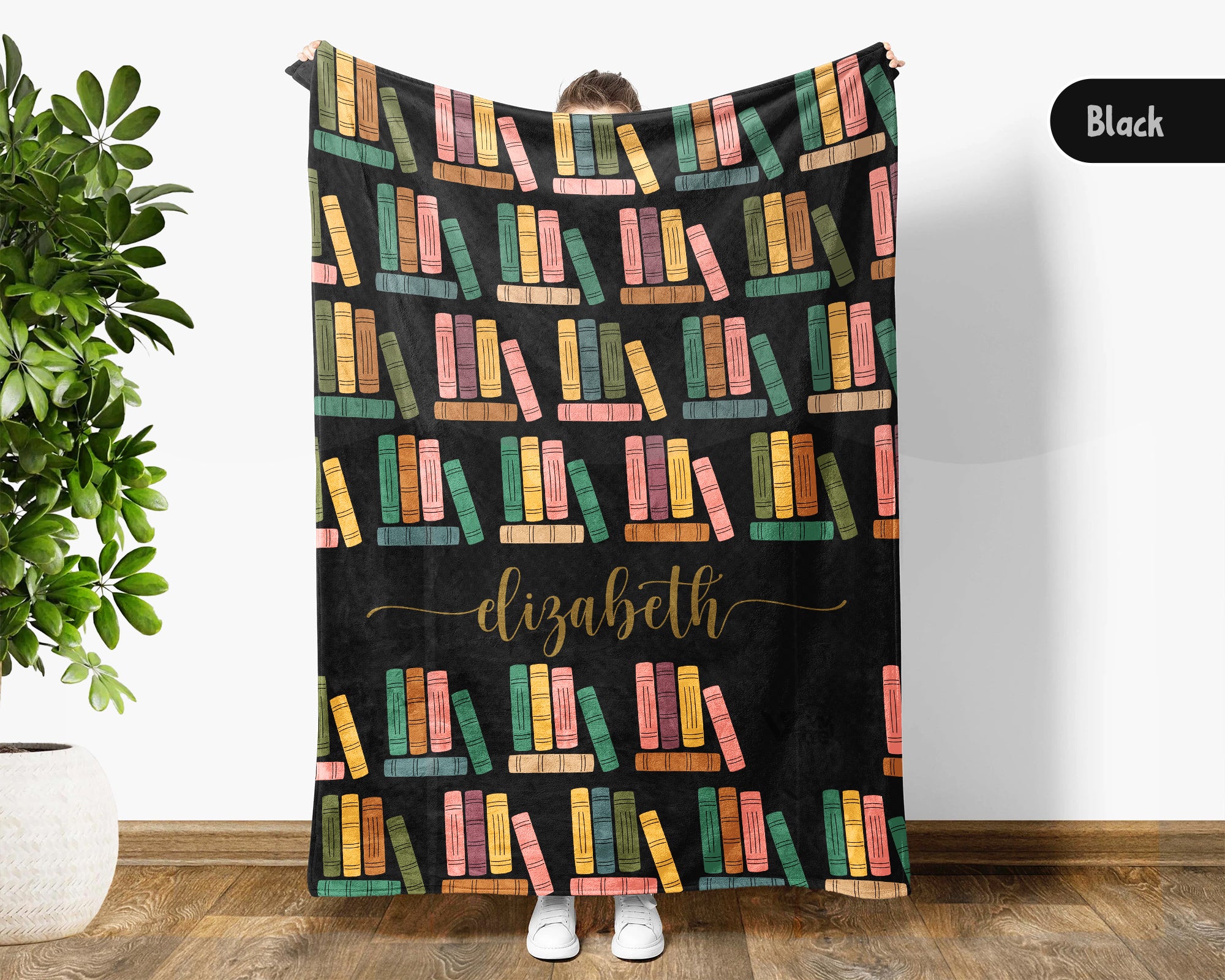 Custom Name Reading Blanket Retro Book Lover Throw Cozy Personalized Gift Soft Library Inspired Decor for Home