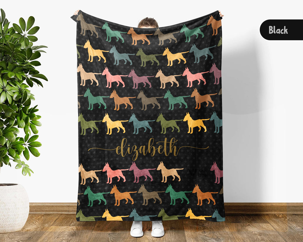 Custom Name Bull Terrier Dog Blanket – Personalized Throw for Pet Lovers