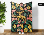 Custom Name Floral Wrestling Blanket, Cozy Wrestling Throw Gift for Kids Teens Adults, Perfect Birthday Sports Present