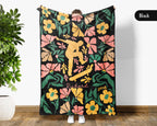 Personalized Name Skateboarding Floral Blanket, Custom Name Skater Throw, Cozy Cool Skateboard Gift for Skate Lovers