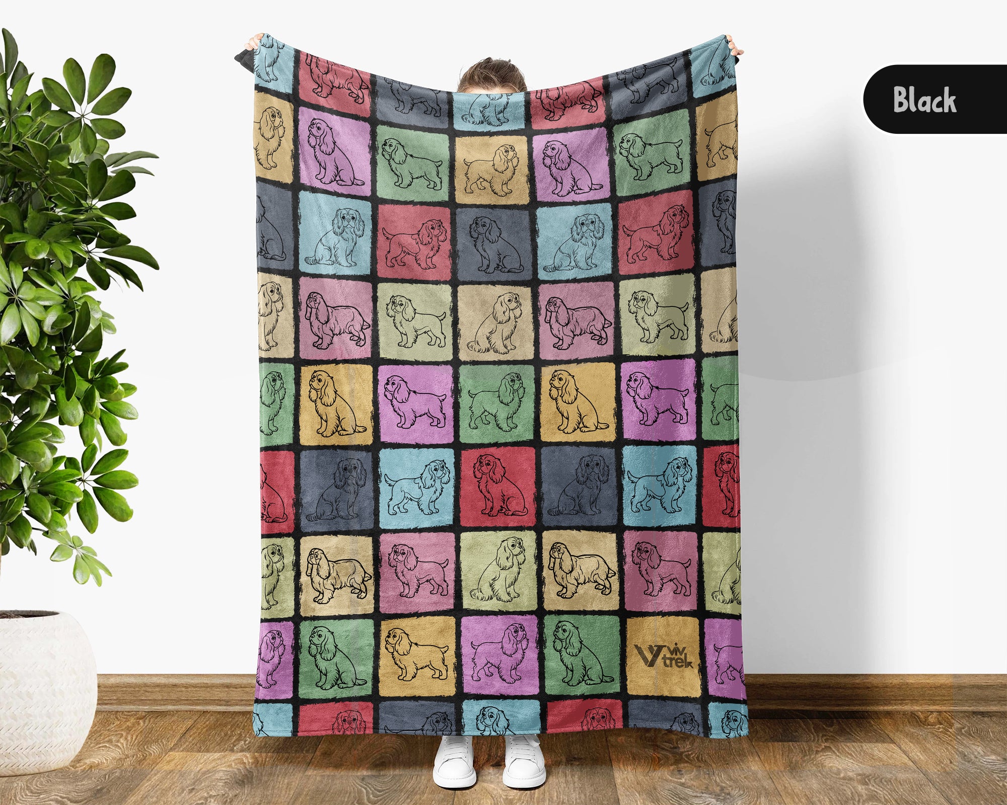 Cavalier King Charles Spaniel Blanket, Soft Cozy Dog Throw Blanket for Teens and Adults, Cute Cavalier Dog Lover Gift, Warm Plush Pet-Themed Home Decor for Sofa Couch Bed