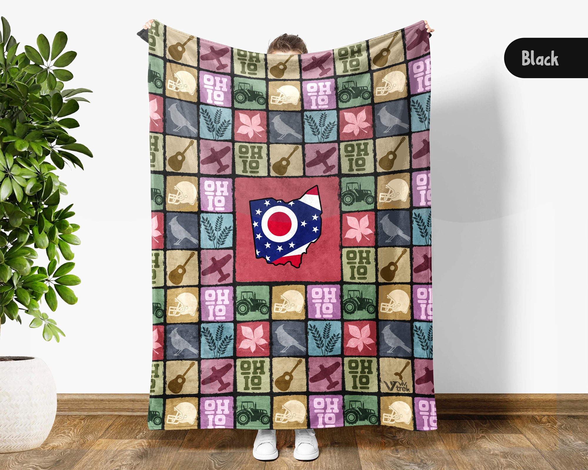 Retro Ohio Blanket, 4th of July Patriotic Throw, Vintage Ohio Lover Fleece, Cozy Buckeye State Home Decor, American Pride Gift
