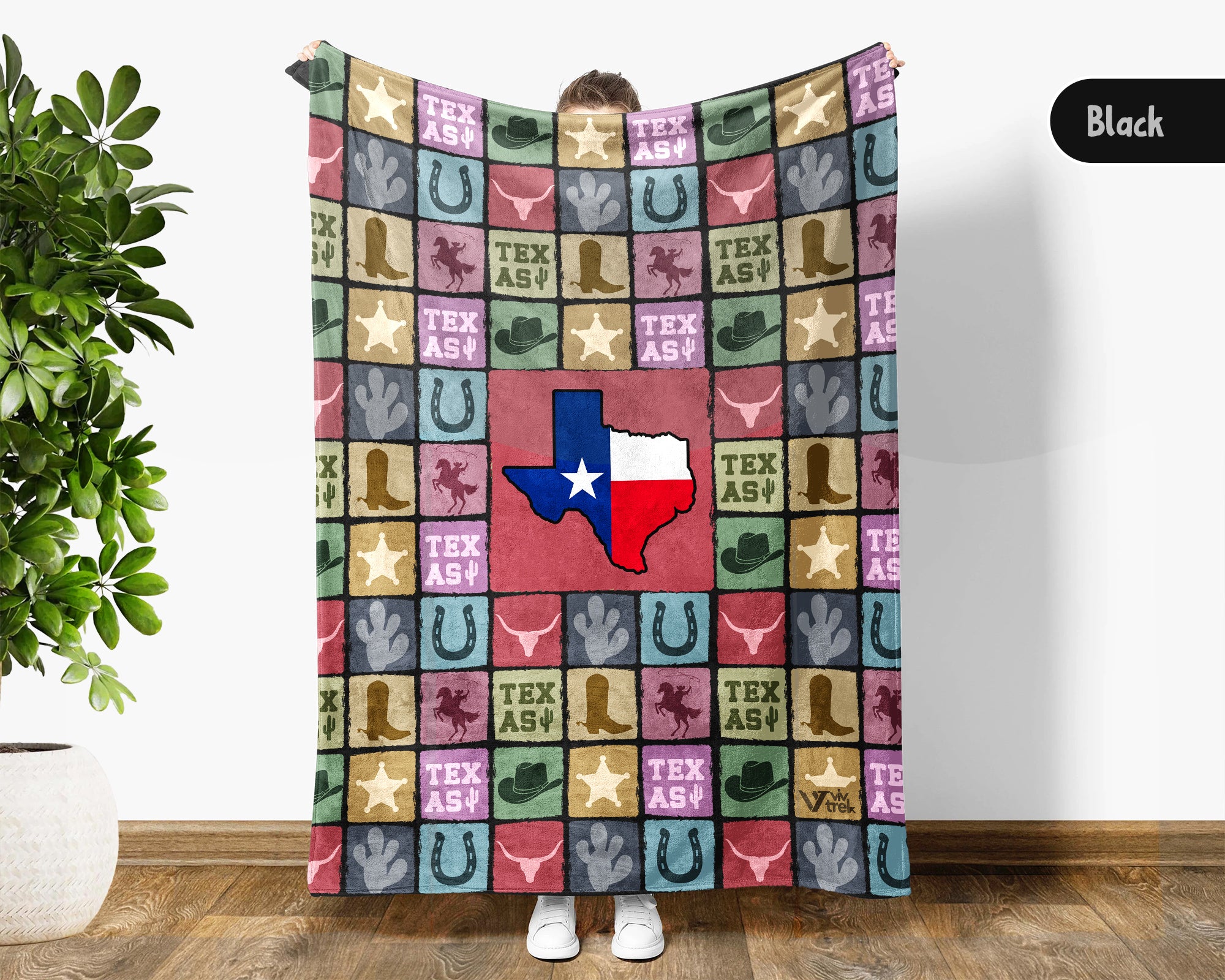 Retro Texas Blanket, Cozy Lone Star Throw, 4th of July Patriotic Gift, Vintage TX Lover Fleece, American Inspired Home Decor