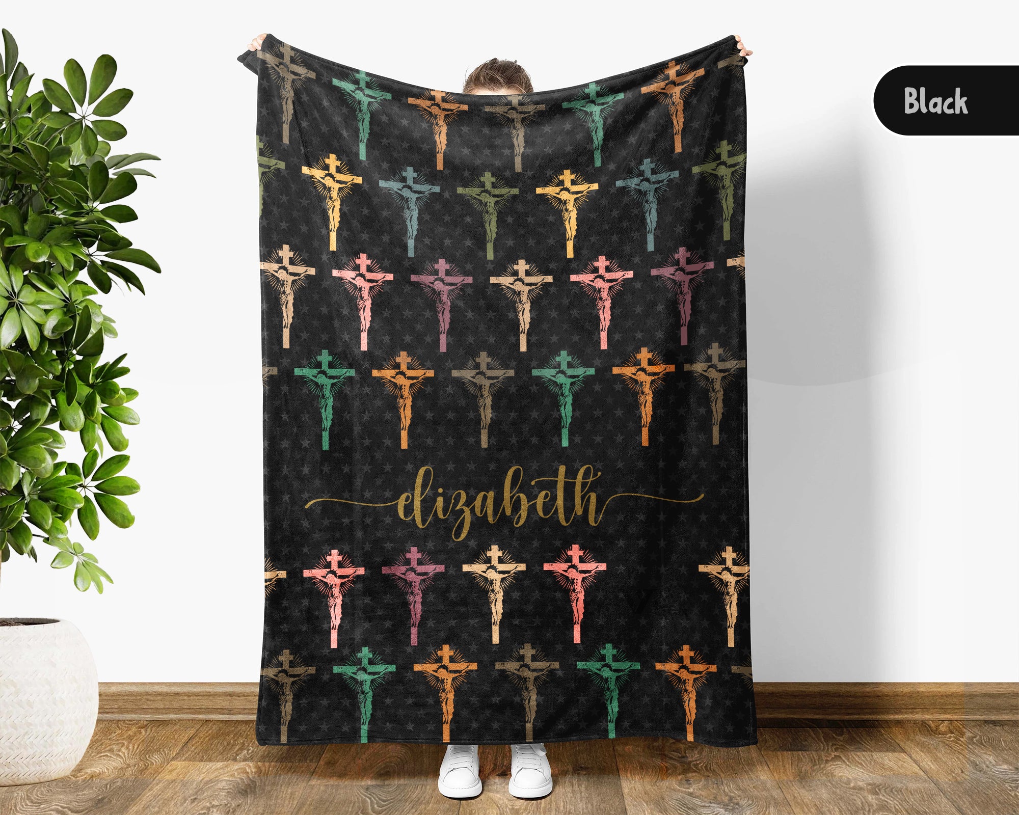 Personalized Christian Faith Blanket with Name, Cozy Custom Name Jesus Throw Gift for Believers, Religious Inspirational Home Decor