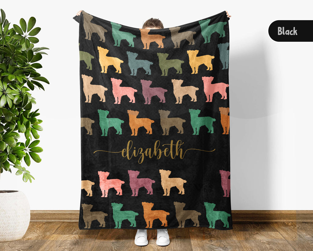 Custom Name Retro Maltese Blanket, Personalized Puppy Throw for Dog Lover Bedroom Decor and Cozy Pet Gift Ideas