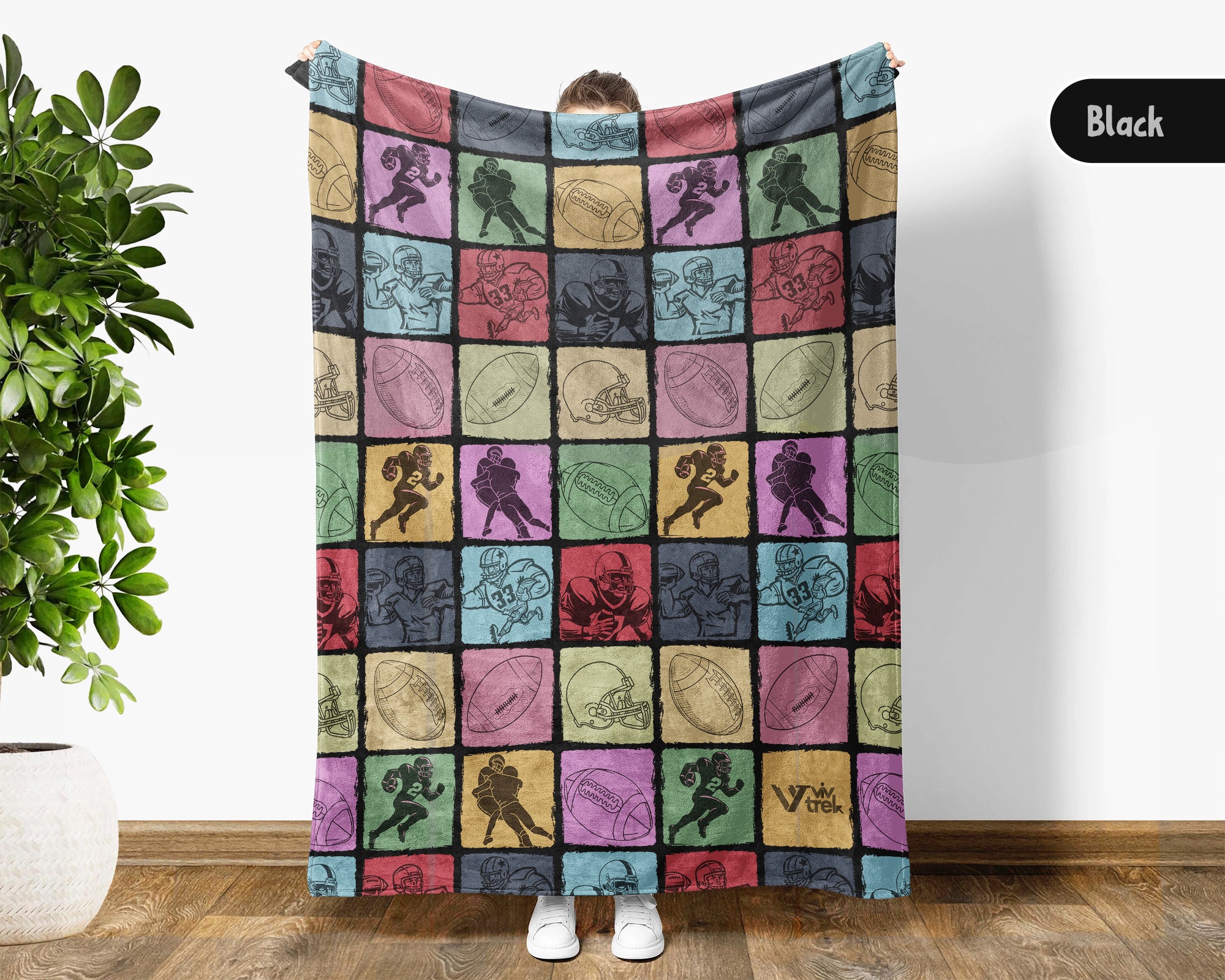 Vintage Football Lover Blanket for Sports Fans, Cozy Athlete Throw for Game Room and Football Decor Style