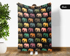 Retro Elephant Throw – Cozy Wildlife Animal Lover Blanket