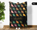 Custom Name Stingray Blanket, Cozy Retro Ocean Throw for Sea Life Lovers