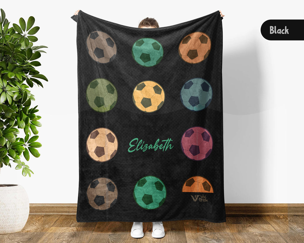 Custom Soccer Blanket, Vintage Personalized Name Soccer Throw for Boys and Girls, Unique Soccer Lover Gift, Cozy Sports Blanket
