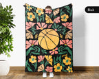 Floral Basketball Throw Blanket – Cozy Sports Fan Gift