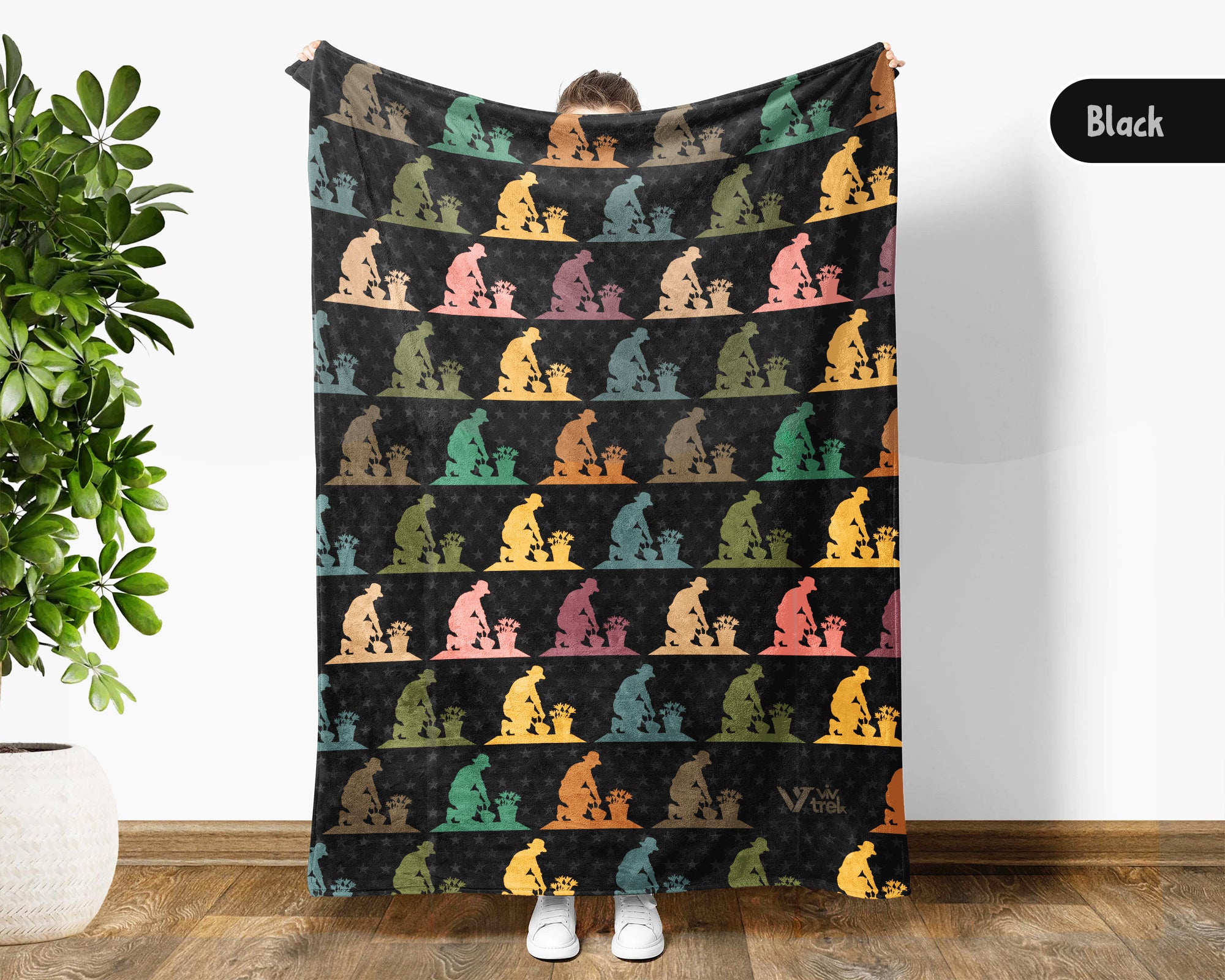 Retro Gardening Throw Cozy Botanical Blanket Soft Nature Decor Unique Gardener Gift for Plant Lovers Home