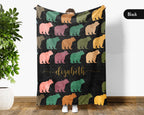 Personalized Bear Blanket Custom Name Wildlife Throw Retro Animal Graphic Cozy Rustic Home Decor Unique Nature Inspired Gift