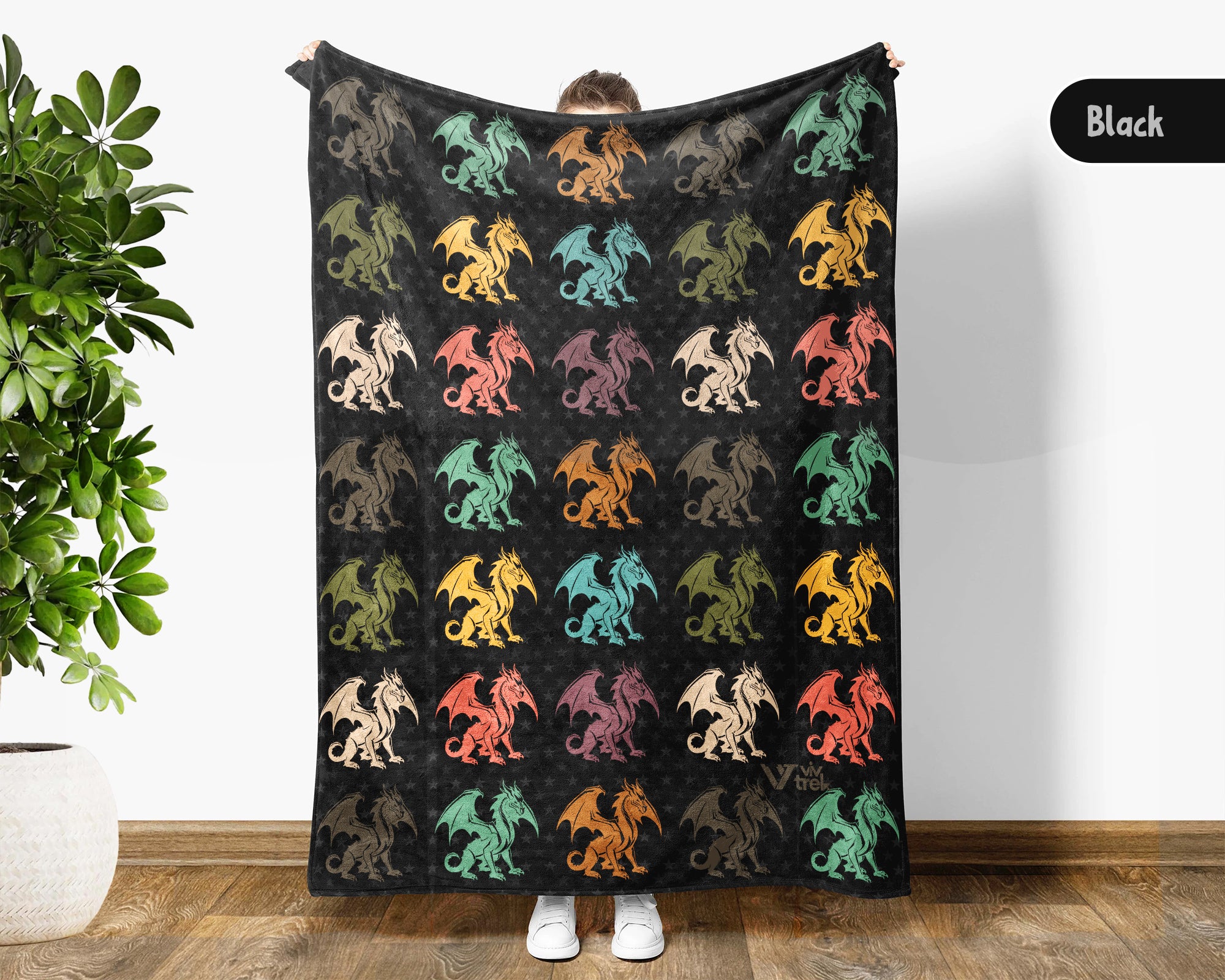 Retro Dragon Blanket Gift for Fantasy Lovers, Cozy Mythical Creature Throw, Magical Decor Accent for Bedroom and Creative Spaces
