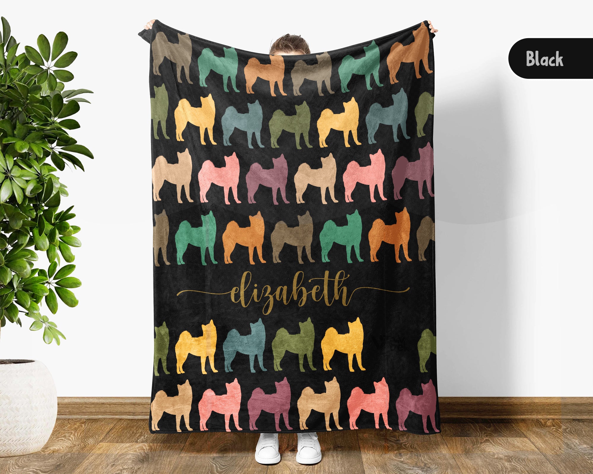 Personalized Shiba Inu Dog Blanket Custom Name Retro Puppy Throw Cozy Dog Lover Gift Cute Pet Home Decor Blanket