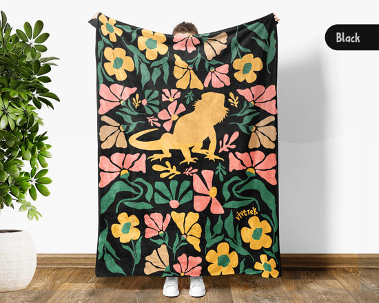 Floral Bearded Dragon Blanket – Cozy Throw for Lizard Lovers & Reptile Fans