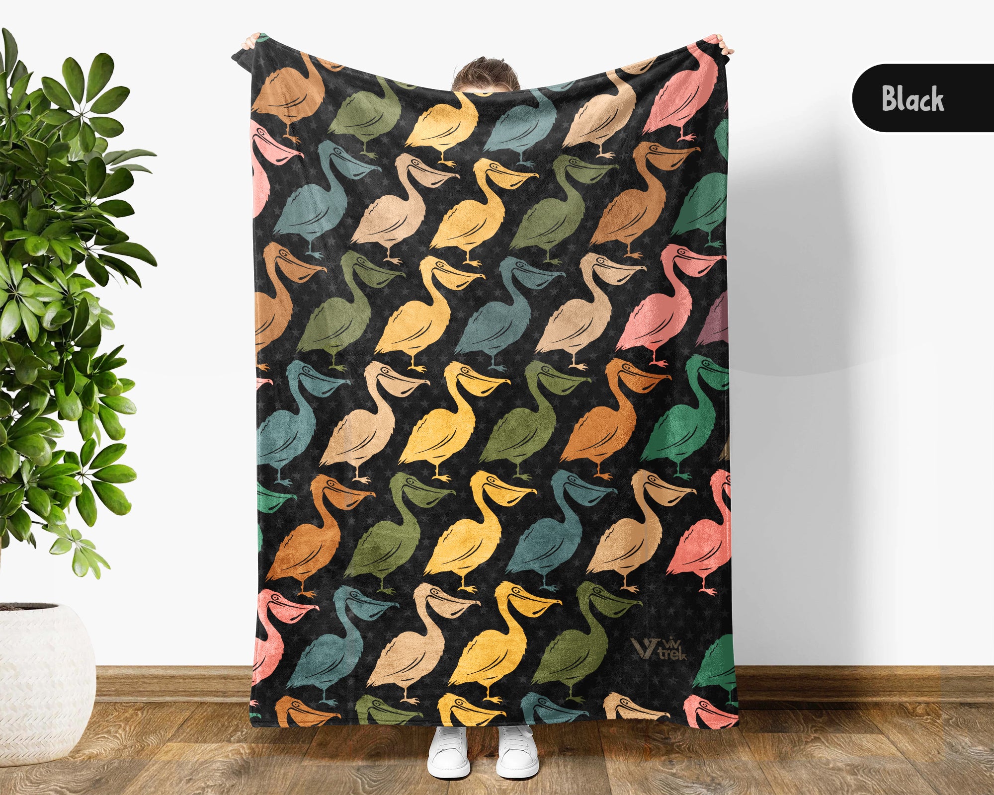 Cozy Pelican Throw Blanket – Vintage Coastal Wildlife Gift for Bird Lovers