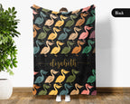 Custom Name Pelican Blanket, Cozy Retro Coastal Throw for Bird and Nature Lovers