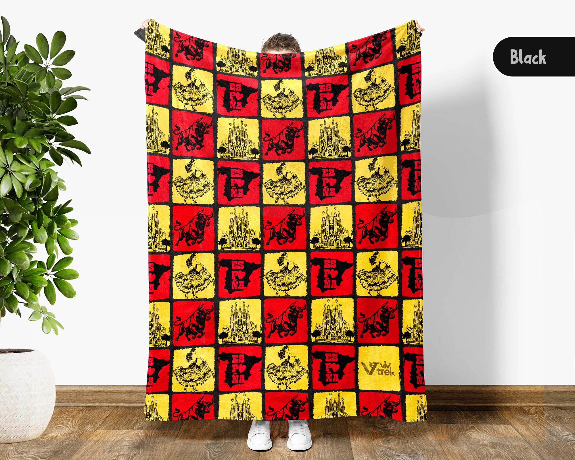 Spain Heritage Blanket Throw with España Flag Design, Cozy Barcelona Madrid Inspired Decor, Europe Travel Lover Gift Blanket
