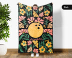Personalized Bowling Blanket with Custom Name, Cozy Floral Bowling Throw for Kids Teens Adults, Fun Bowler Birthday Christmas Gift