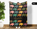 Custom Buffalo Blanket Personalized Name Wildlife Throw Retro Bison Graphic Cozy Rustic Home Decor Unique Western Gift Idea
