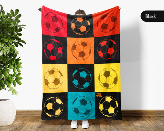Retro Soccer Lover Blanket Gift, Cozy Soccer Throw for Players, Unique Football Fan Decor, Cool Sports Graphic Blanket, Soccer Room Accent