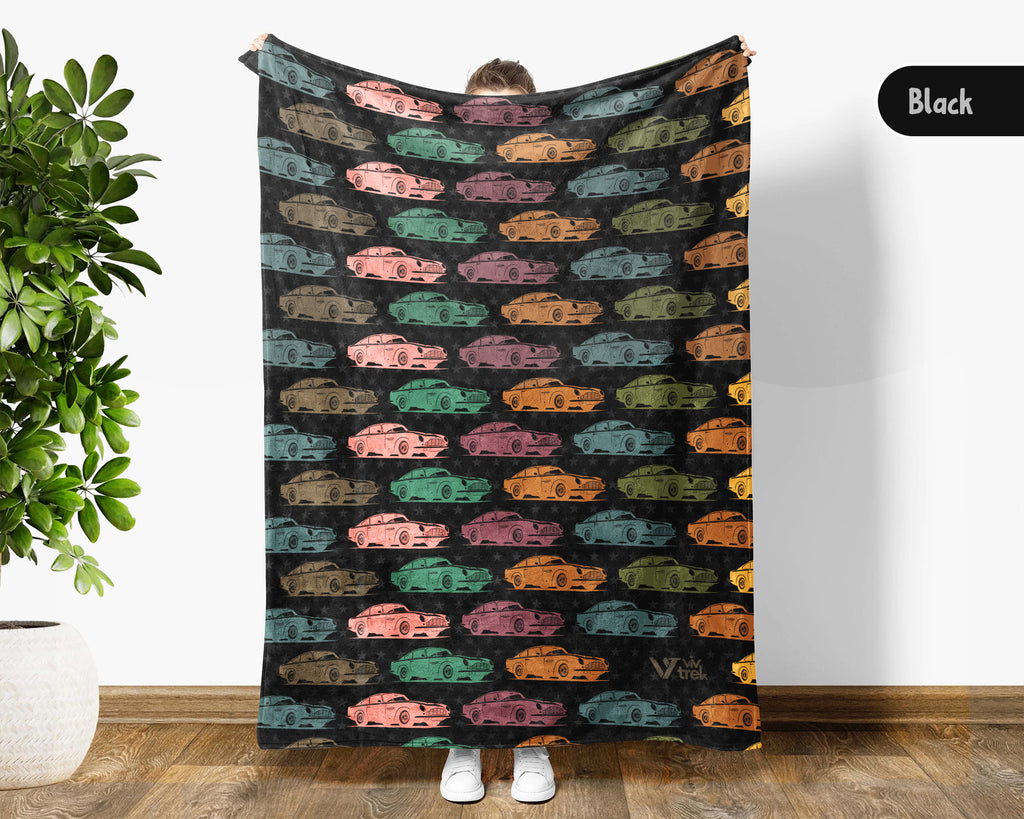 Retro Classic Car Throw Cozy Automotive Blanket Soft Garage Decor Unique Mechanic Gift for Vehicle Enthusiasts