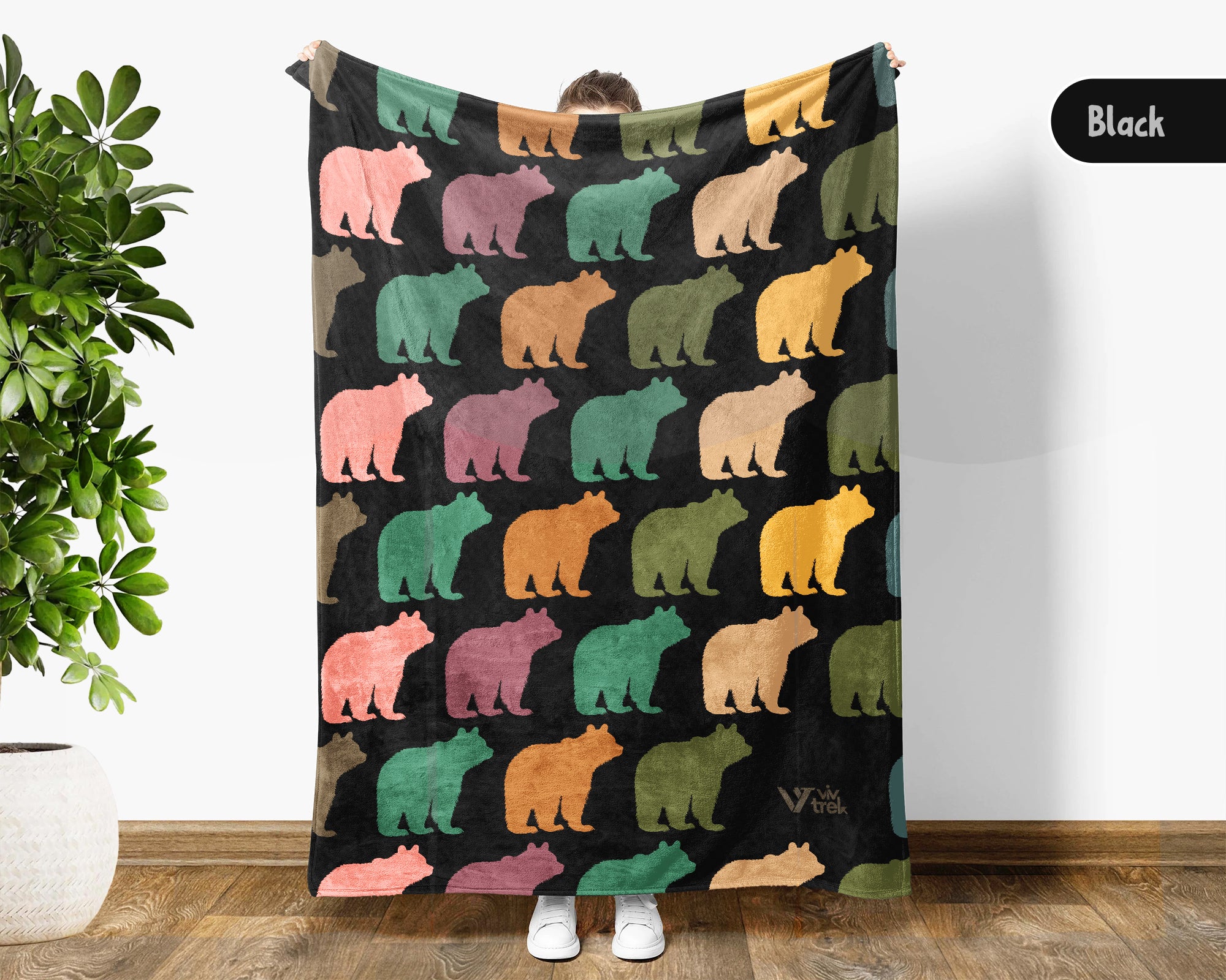 Retro Bear Lover Blanket Cozy Wild Animal Throw Vintage Style Bear Graphic Blanket Rustic Wildlife Gift Home Decor Idea for Couch Bedroom