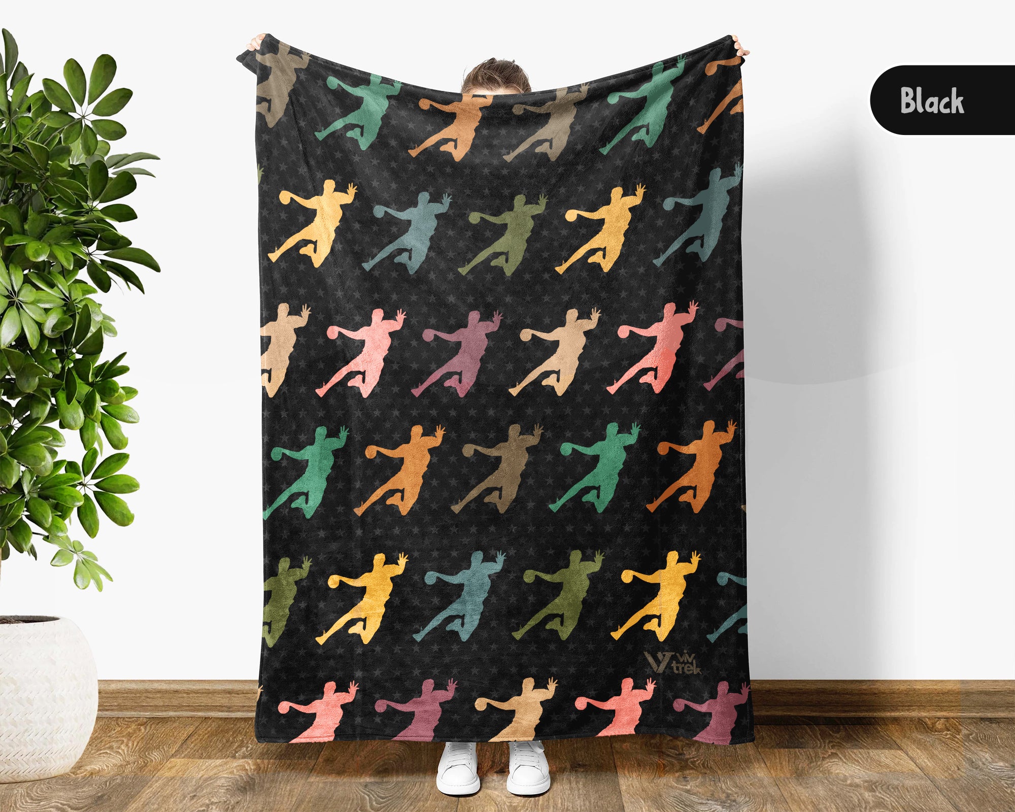 Retro Handball Blanket Cozy Sports Throw Handball Lover Fleece Blanket Sporty Gift Home Decor Idea for Game Day Couch Bedroom