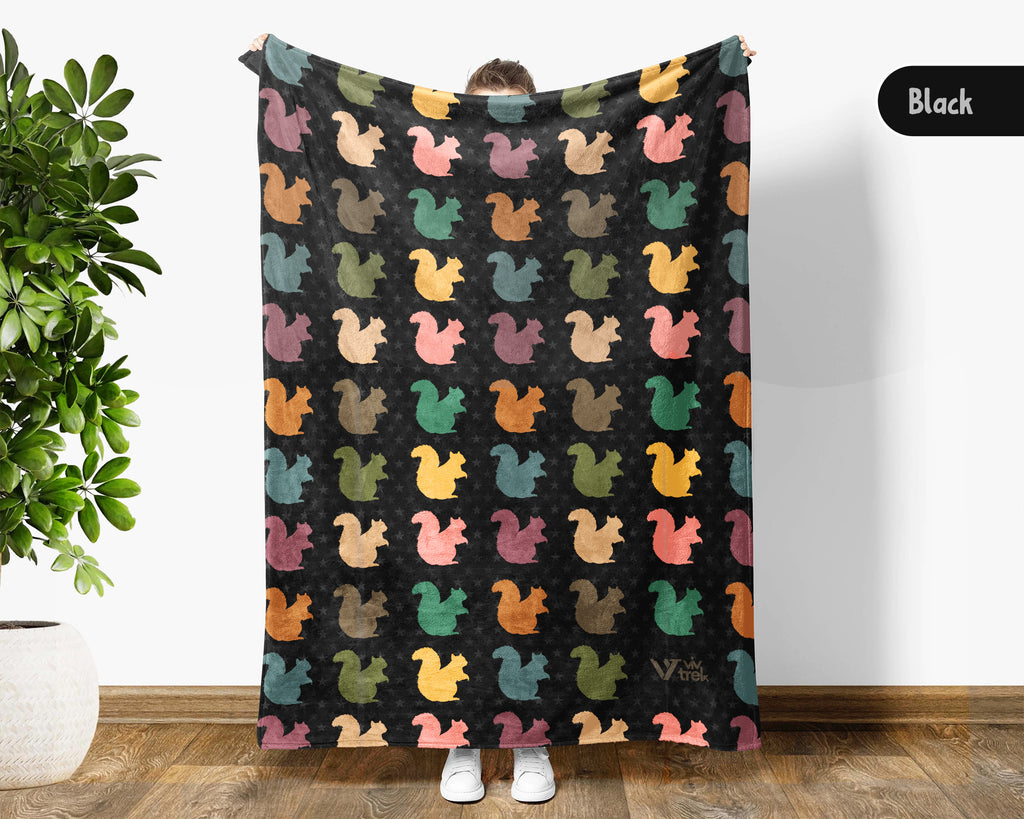 Funny Squirrel Lover Blanket Retro Woodland Cozy Nature Throw Gift