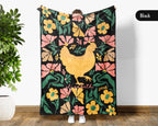 Floral Personalized Chicken Blanket with Custom Name, Cozy Floral Throw for Kids Teens Adults, Chicken Lover Farm Gift