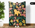 Personalized Floral English Bulldog Blanket, Custom Name Wildflower Dog Throw, Cozy Retro Bulldog Gift for Pet Lovers and Home Decor