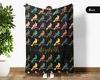 Custom Name Cardinal Blanket Retro Bird Lover Throw Cozy Personalized Gift Soft Wildlife Decor for Home