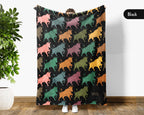 Retro Bull Blanket for Farmhouse Decor, Cozy Ranch Throw for Cow Lovers and Rustic Wildlife Home Style