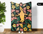 Personalized Name Floral Penguin Blanket, Cozy Floral Throw for Kids Teens Adults, Cute Penguin Lover Gift