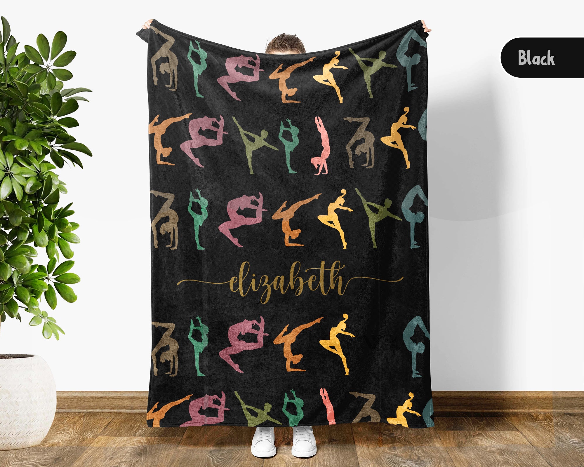 Custom Name Gymnast Blanket Sporty Throw Cozy Personalized Gift Soft Athletic Decor for Gymnastics Fans Home