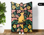 Custom Name Floral Possum Blanket, Personalized Cozy Opossum Throw, Vintage Animal Lover Gift for Teens Adults Kids