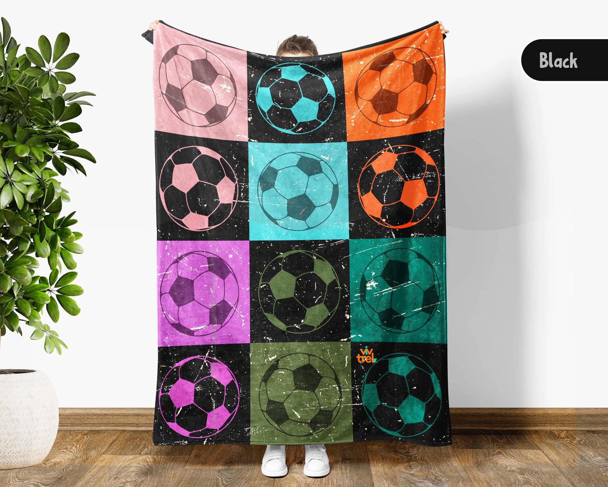 Cozy Soccer Lover Blanket Gift, Soccer Throw for Players, Unique Football Fan Decor, Cool Sports Graphic Blanket, Soccer Room Accent