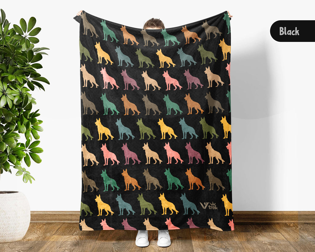 Retro German Shepherd Blanket – Cozy Puppy Throw Gift for Dog Lovers
