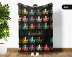 Personalized Octopus Lover Blanket Custom Name Retro Ocean Animal Throw Cozy Marine Life Fleece Gift Nautical Home Decor Accent