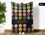 Custom Name Retro Pickleball Blanket, Personalized Sports Throw for Athlete Fans Game Room Decor and Cozy Gifts
