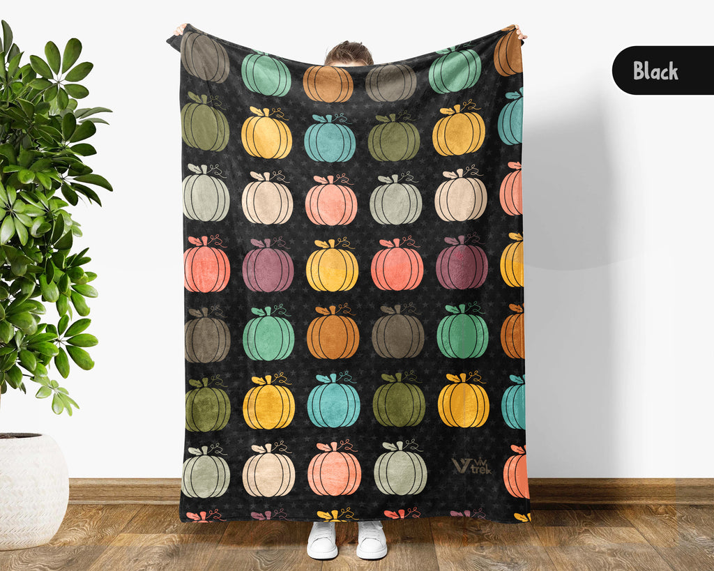 Retro Pumpkin Lover Blanket for Rustic Autumn Decor, Cozy Harvest Throw Gift with Farmhouse Seasonal Style