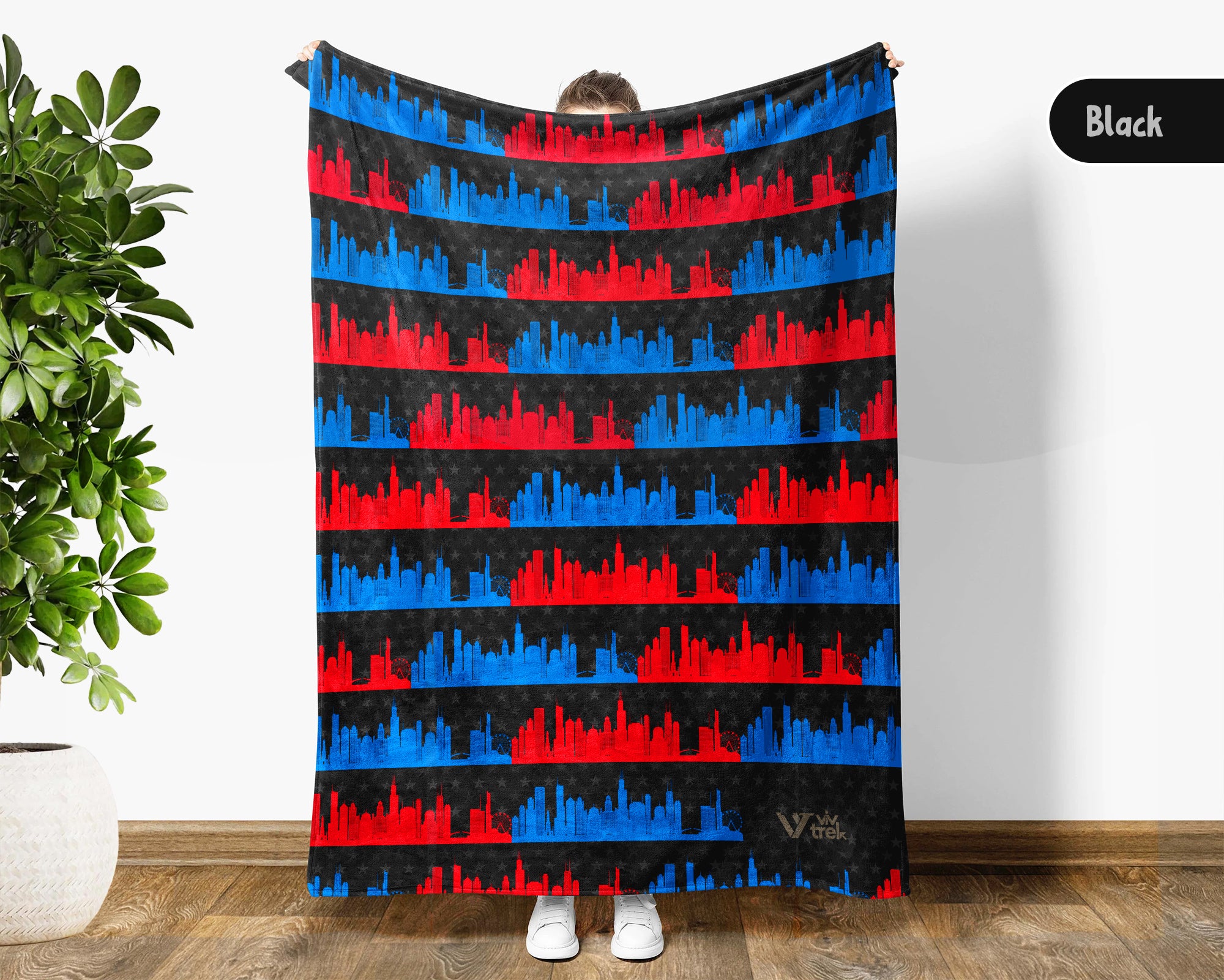 Retro Chicago City Map Blanket Throw, Cozy Windy City Decor, Skyline Design, Illinois Pride Gift, Urban Sofa Throw Blanket