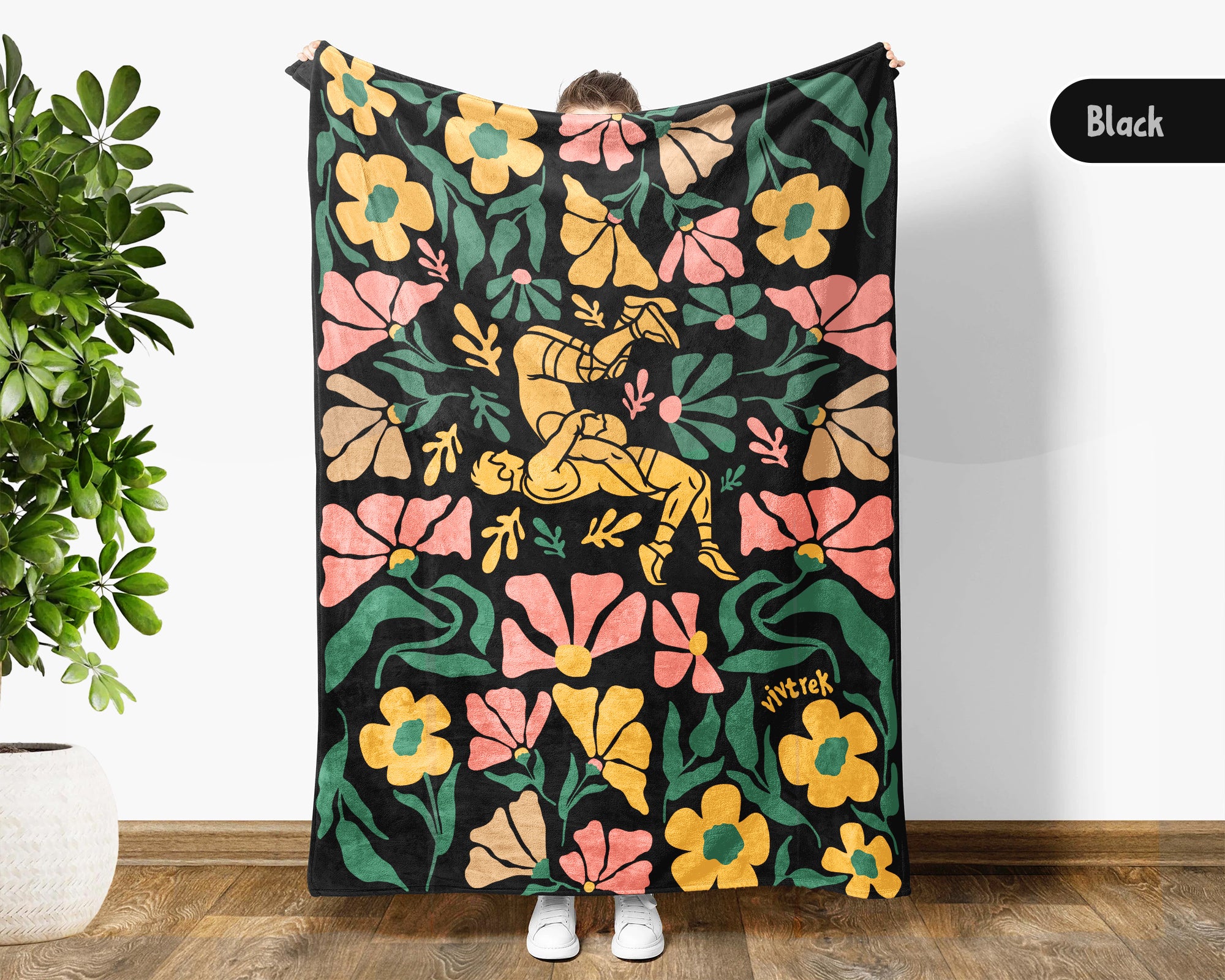 Floral Wrestling Blanket – Cozy Athlete Lover Throw