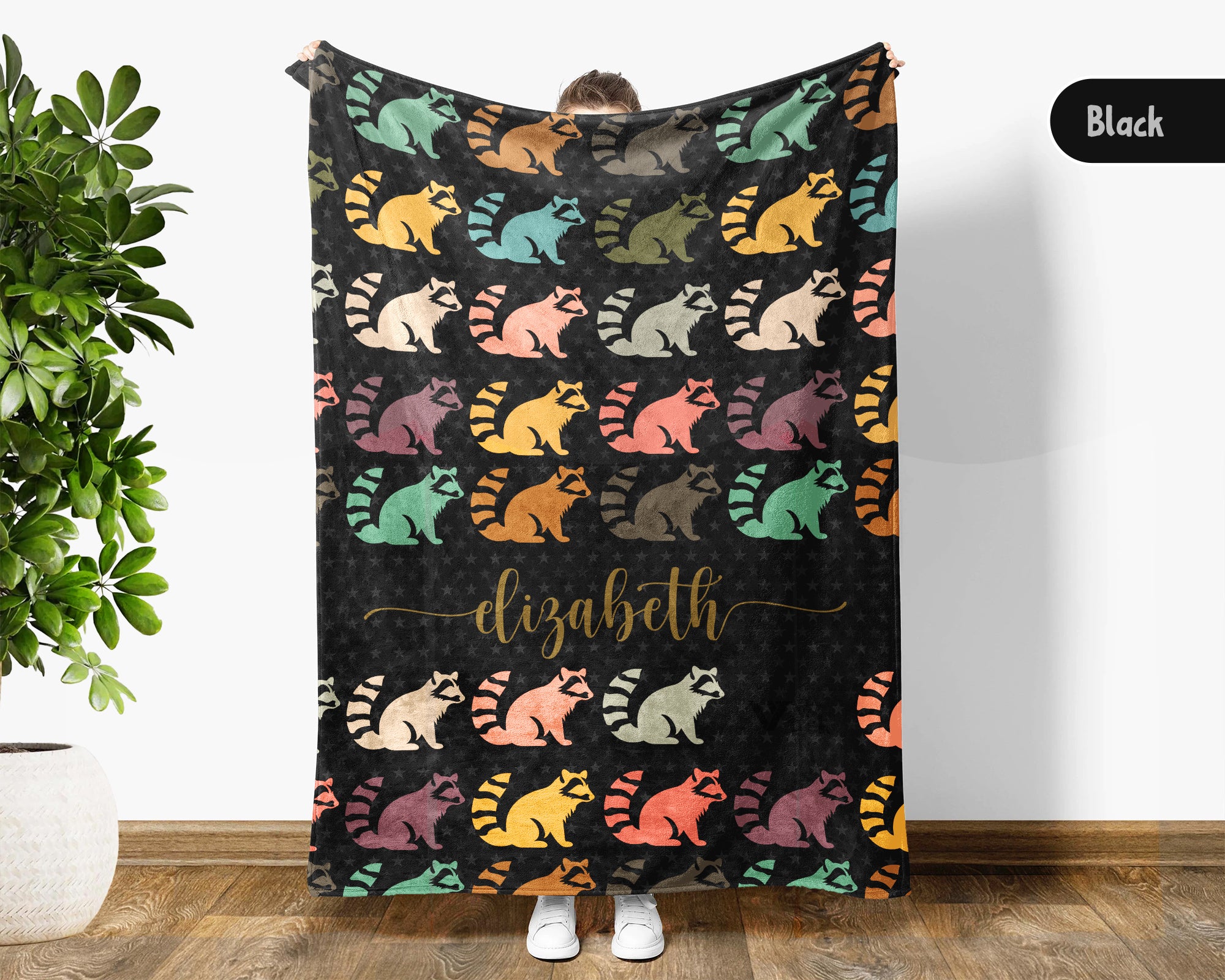 Custom Name Raccoon Lover Blanket Funny Animal Throw Cozy Personalized Gift Soft Wildlife Decor for Home