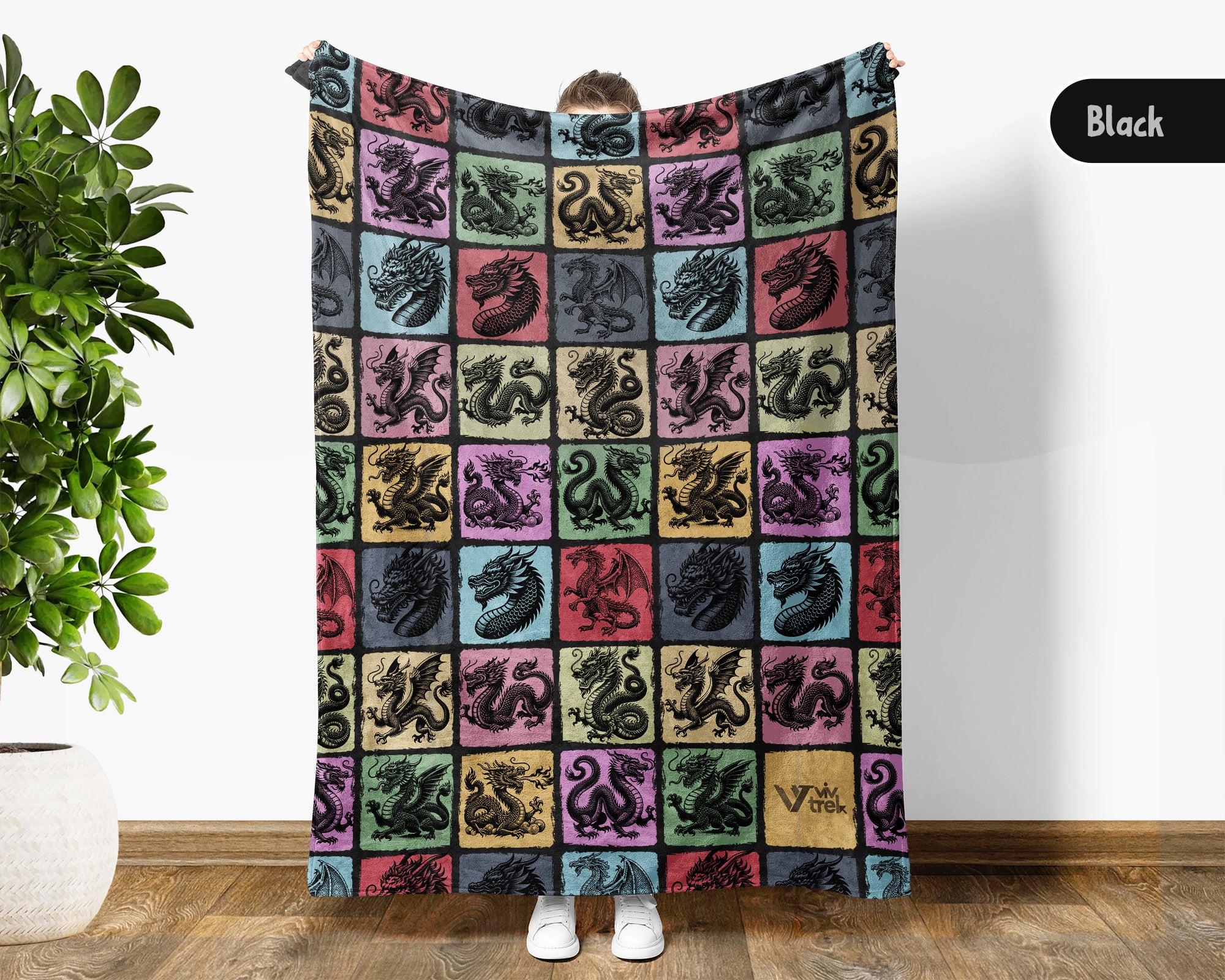 Vintage Dragon Blanket Gift for Fantasy Lovers, Cozy Mythical Creature Throw, Magical Decor for Bedroom and Game Room Spaces