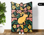 Floral Capybara Blanket – Cozy Wildflower Animal Lover Throw